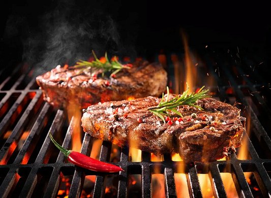 Grilled Halloumi & Portobello "Steaks" with Smashed Avocado & Chili-Lime Rum Glaze