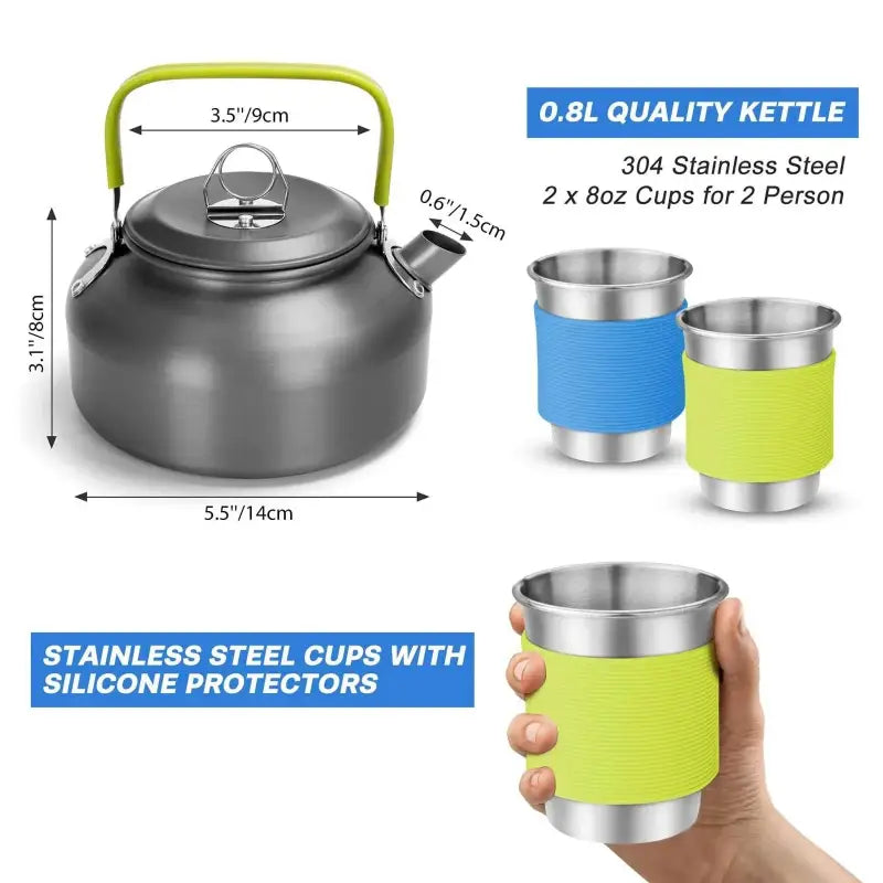 TakeFunGOGOGO Compact 2-Person Camping Cookware Set TakeFunGOGOGO
