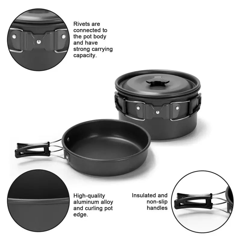 TakeFunGOGOGO Compact 2-Person Camping Cookware Set TakeFunGOGOGO
