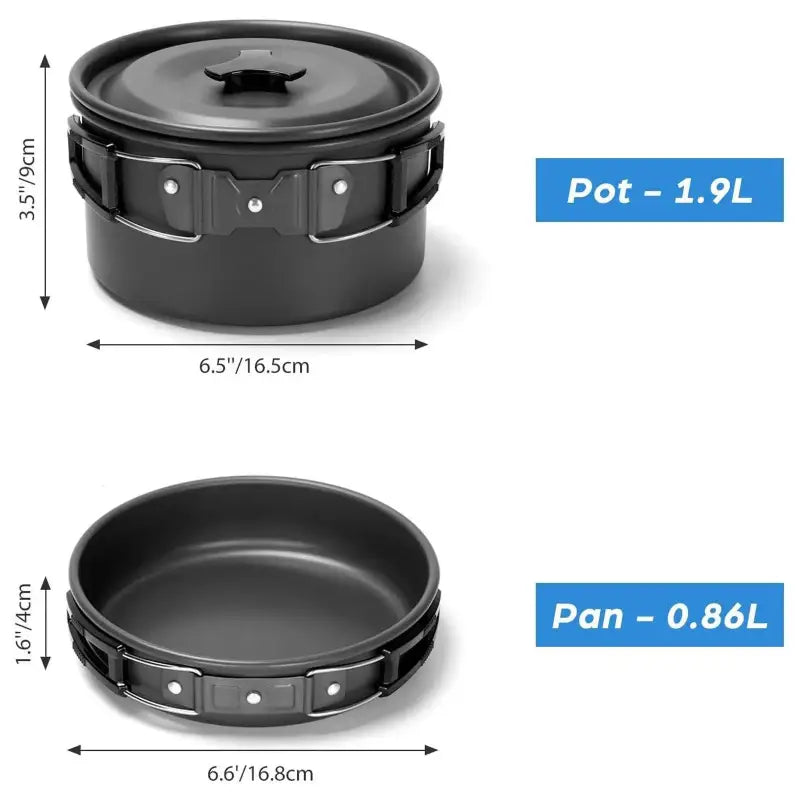 TakeFunGOGOGO Compact 2-Person Camping Cookware Set TakeFunGOGOGO