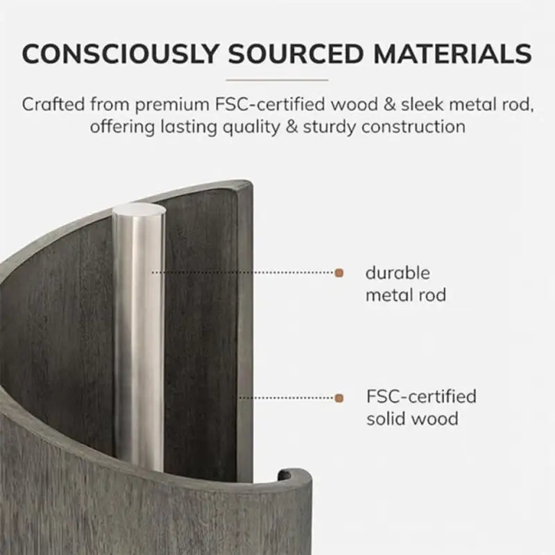 Mango Wood Paper Towel Holder: Iron Stand with One-Hand Tearing for Jumbo Rolls (Gray) - Take Fire