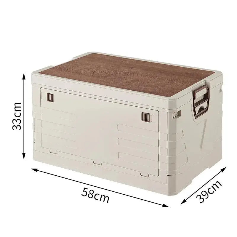 TakeFunGOGOGO Folding Camping Storage Box with Wood Top Cover TakeFunGOGOGO