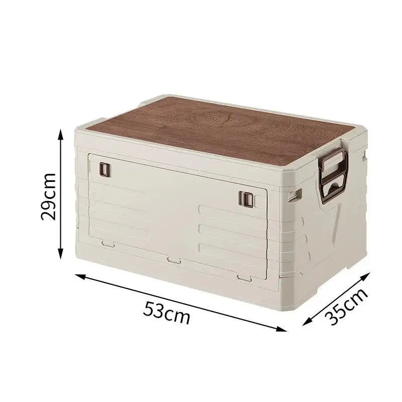 TakeFunGOGOGO Folding Camping Storage Box with Wood Top Cover TakeFunGOGOGO