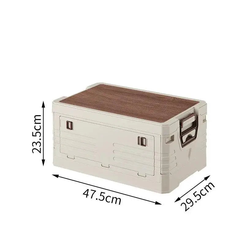 TakeFunGOGOGO Folding Camping Storage Box with Wood Top Cover TakeFunGOGOGO