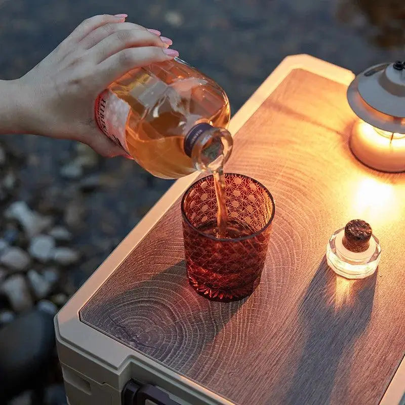 TakeFunGOGOGO Folding Camping Storage Box with Wood Top Cover TakeFunGOGOGO