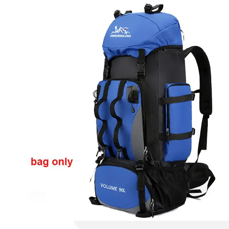 Large Capacity Waterproof Hiking Backpack - Blue - 背包