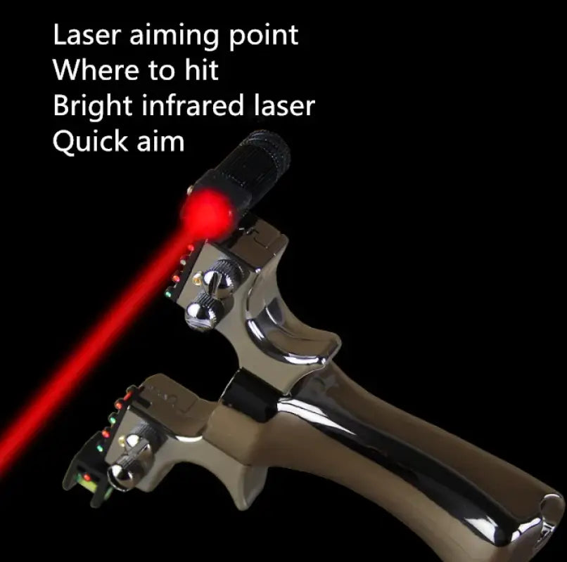 Laser sighted slingshot emitting a red beam for precise aiming ┃TFGOGOGO