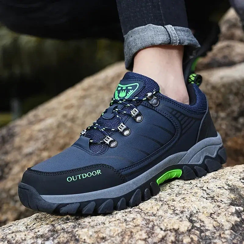 Men’s Waterproof Leather Hiking Shoes - Blue / 39