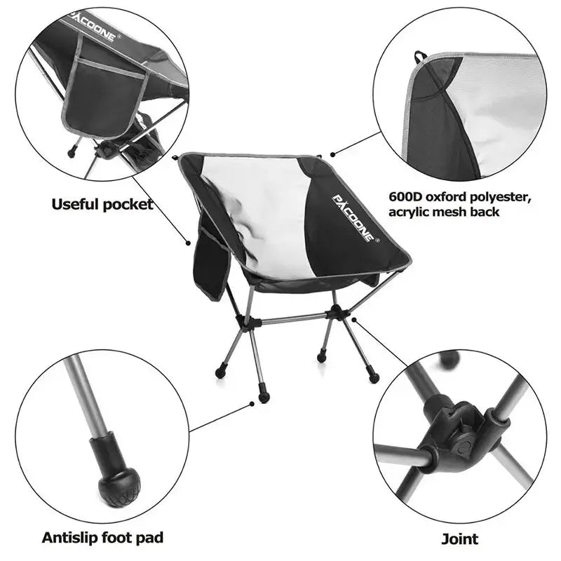 Ultralight Aluminum Folding Chair - Black - 折叠椅