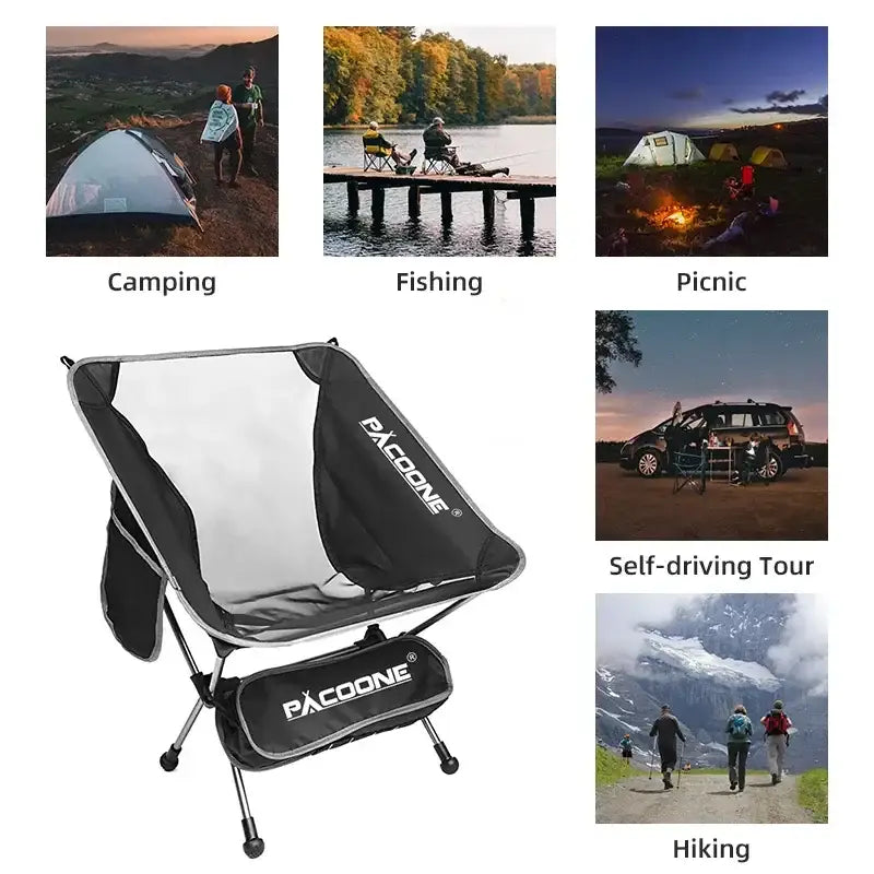 Ultralight Aluminum Folding Chair - Black - 折叠椅