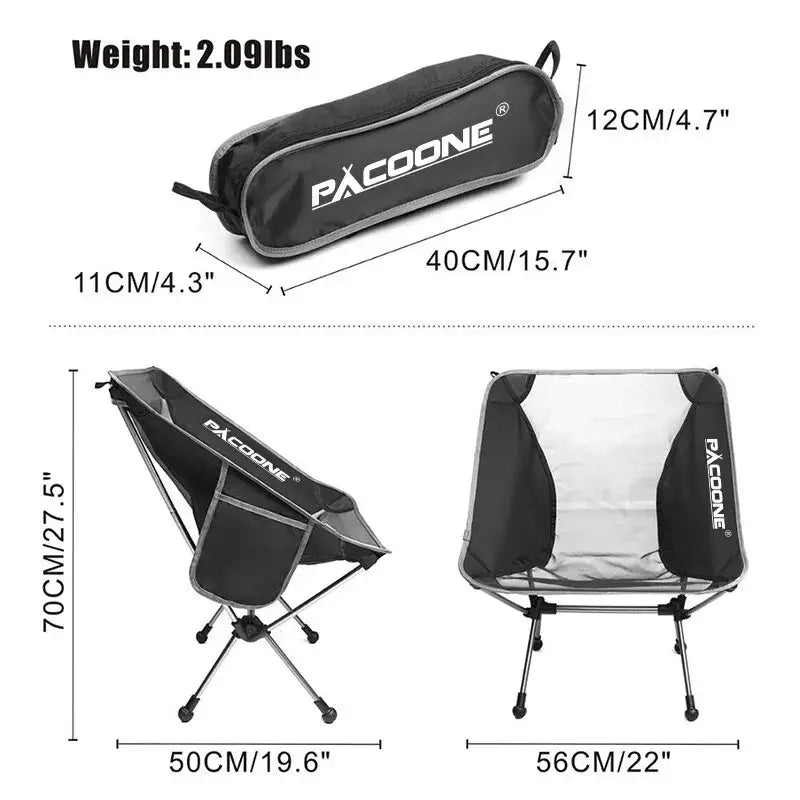 Ultralight Aluminum Folding Chair - Black - 折叠椅