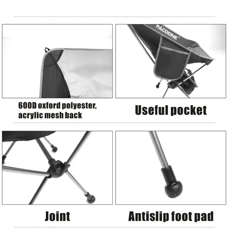 Ultralight Aluminum Folding Chair - Black - 折叠椅