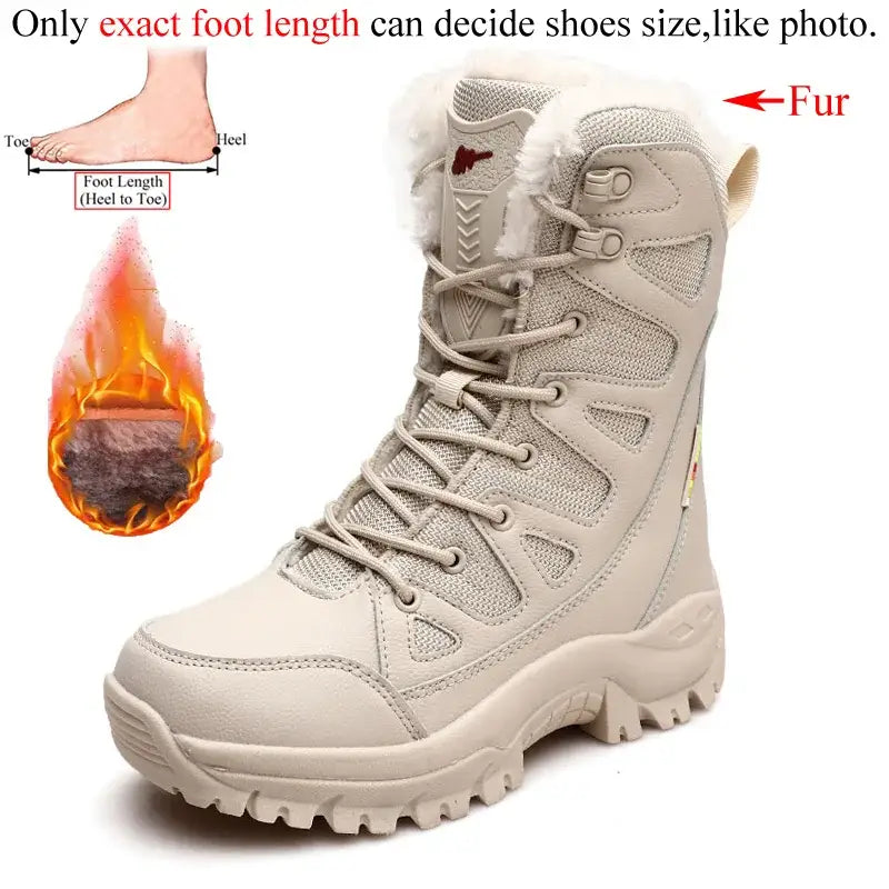 Winter Women’s High-Top Hiking Boots - Beige(Fur) / 35