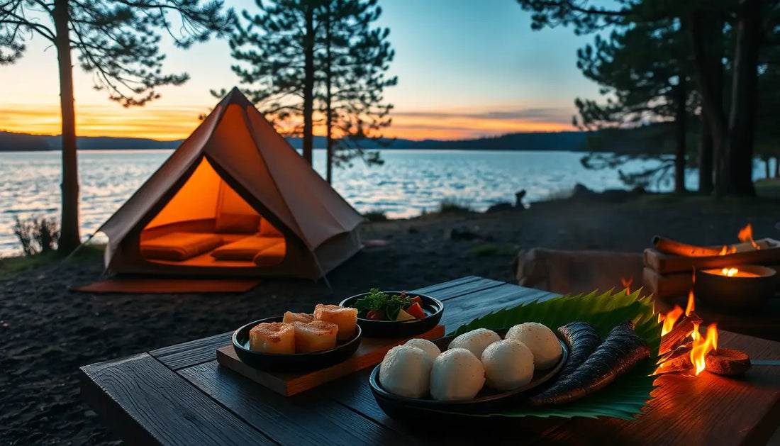 Grilled Eel and Unagi Rice Balls Adventure by the Portable Campfire Pit