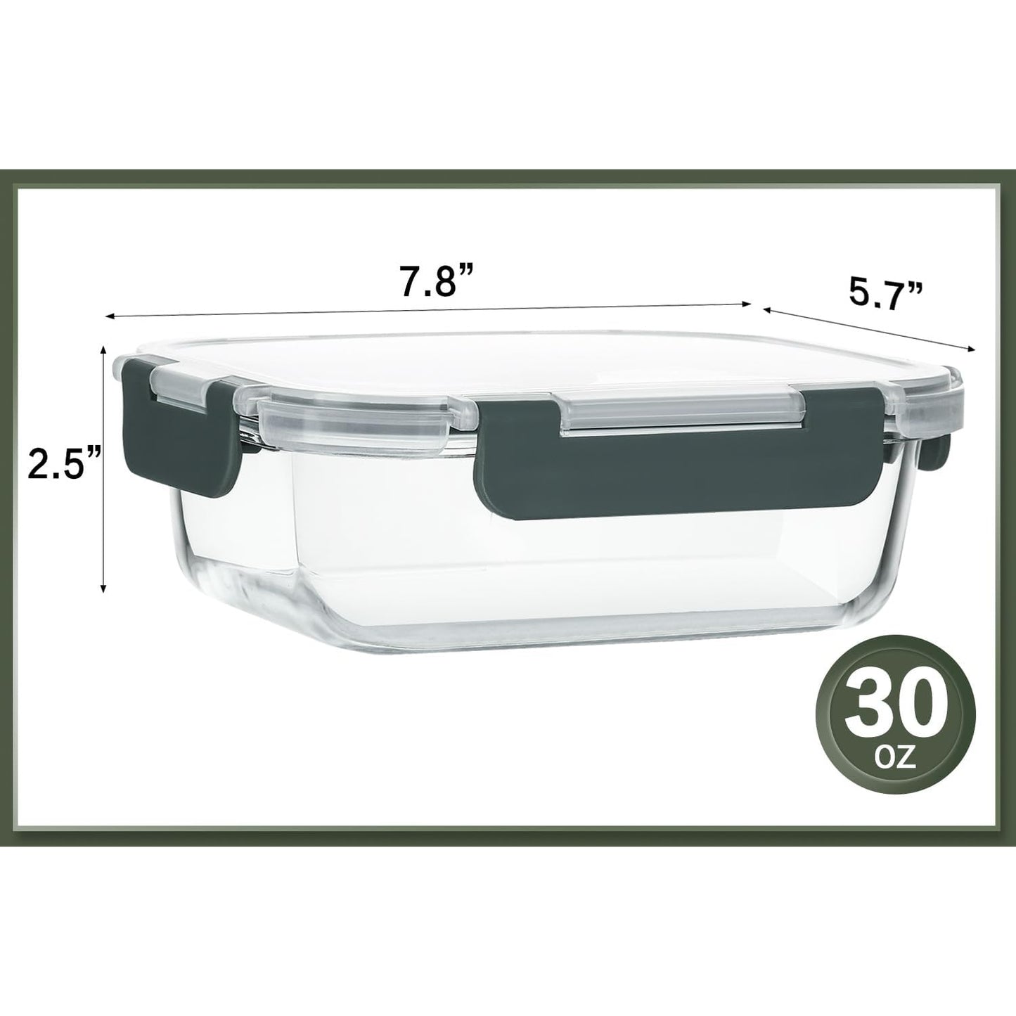 10-Pack 30oz Glass Containers: Airtight Meal Prep Bento Box for Microwave/Dishwasher (Gray) - Take Fire