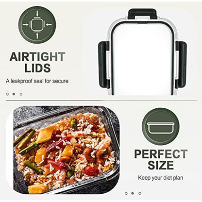 10-Pack 30oz Glass Containers: Airtight Meal Prep Bento Box for Microwave/Dishwasher (Gray) - Take Fire