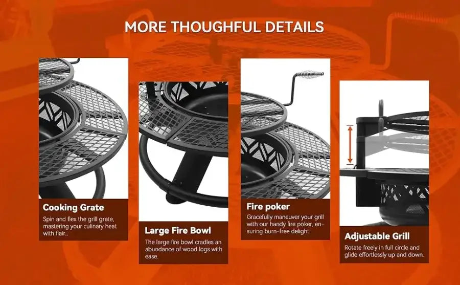 2-in-1 Large Outdoor Fire Pit - United States