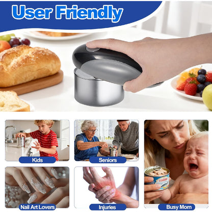 Rechargeable Electric Can Opener: Hands-Free with Magnet & Smooth Edge for Seniors (Black/Grey)