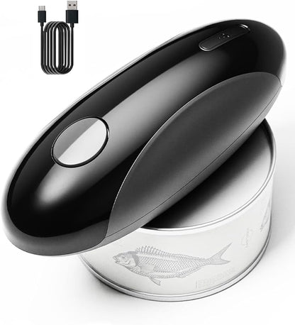 Rechargeable Electric Can Opener: Hands-Free with Magnet & Smooth Edge for Seniors (Black/Grey)