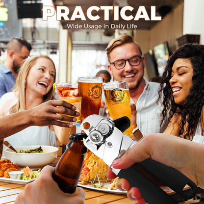 Heavy Duty Manual Can Opener: Stainless Steel with Ergonomic Grip & Smooth Edge