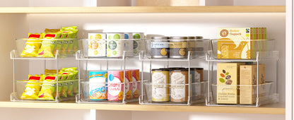 4-Pack Under Sink Organizer: 2-Tier Pull-Out Drawers with Track for Bathroom & Pantry Storage - Take Fire