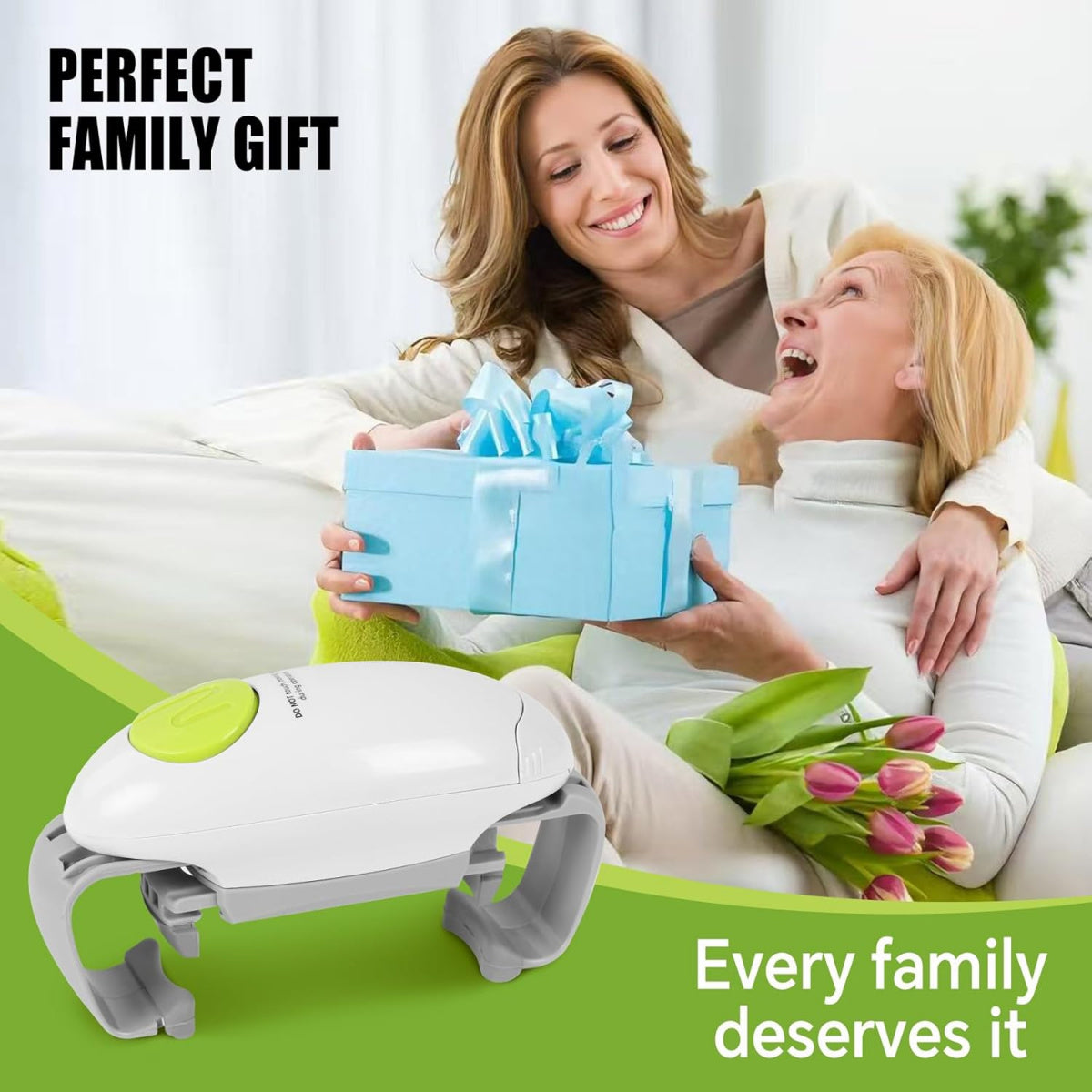 Automatic Jar Opener: One-Button Design for Seniors & Weak Hands, Fits Most Lids