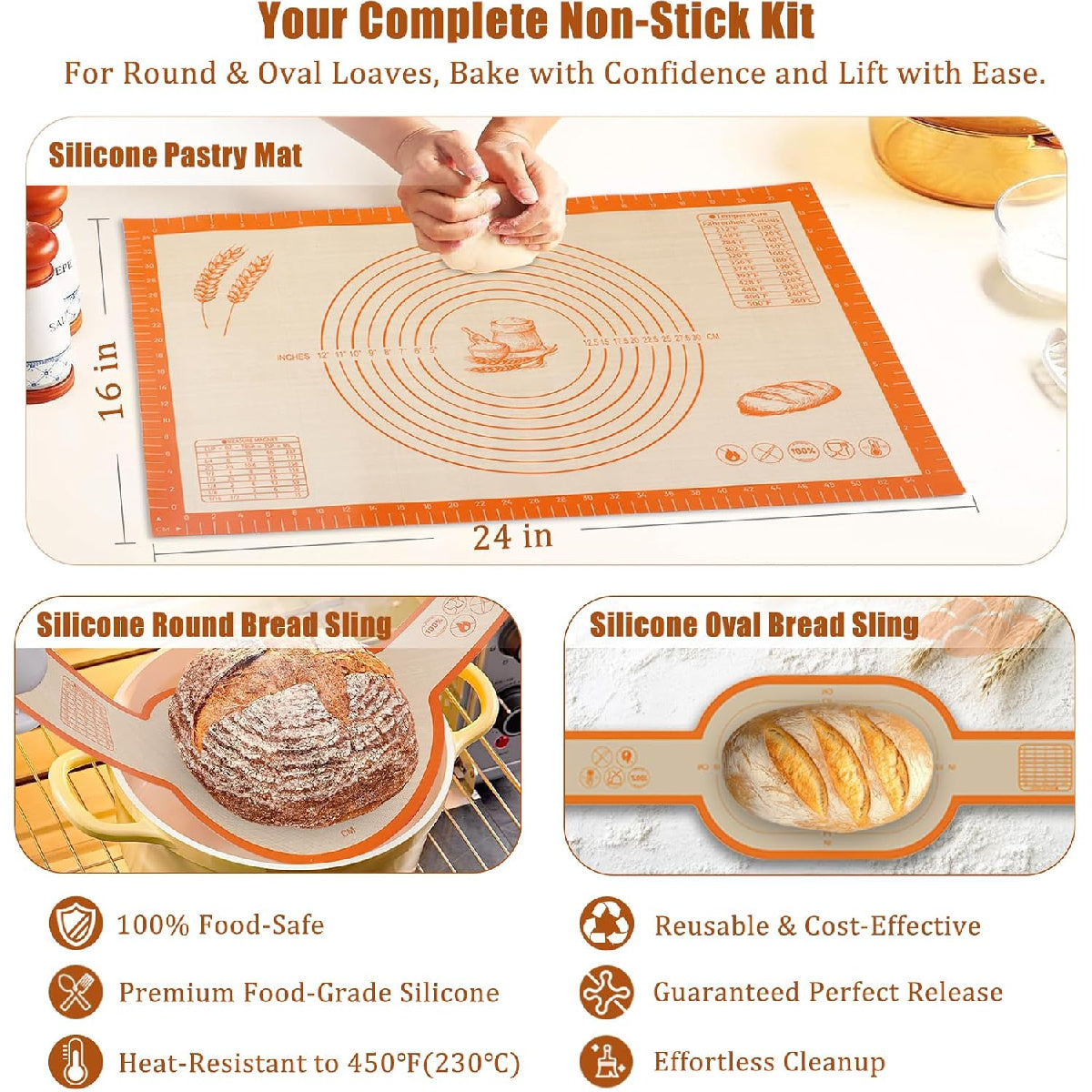 Complete Sourdough Starter Kit: Includes Glass Jar, 9" & 10" Banneton Baskets, and Bread Making Tools.