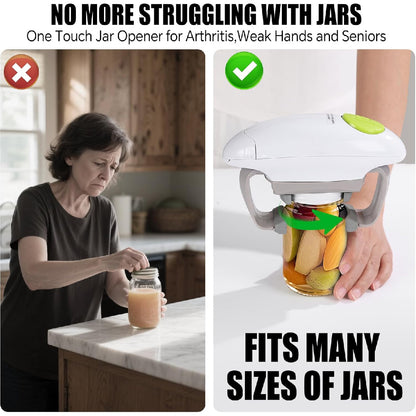 Automatic Jar Opener: One-Button Design for Seniors & Weak Hands, Fits Most Lids