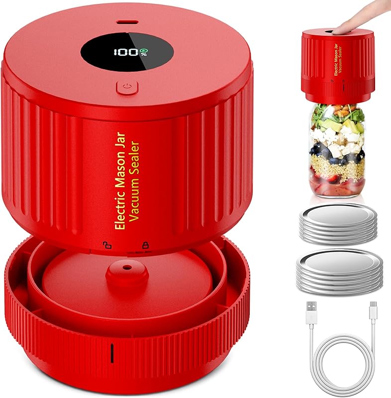 Automatic Jar Sealer Kit: One-Touch Vacuum Sealing for Wide/Regular Mouth Mason Jars