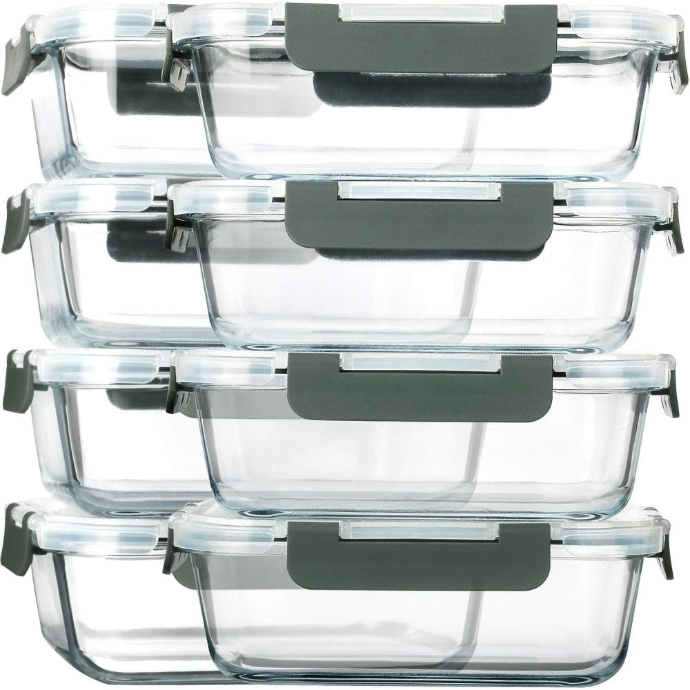 8-Pack 30oz Glass Containers: Airtight Lids for Microwave/Oven/Freezer & Dishwasher Safe - Take Fire