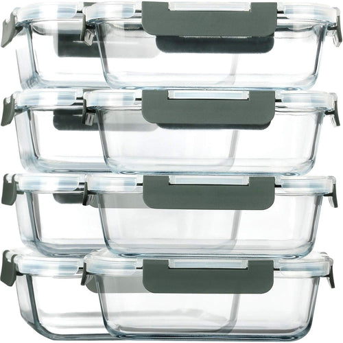 8-Pack 30oz Glass Containers: Airtight Lids for Microwave/Oven/Freezer & Dishwasher Safe - Take Fire