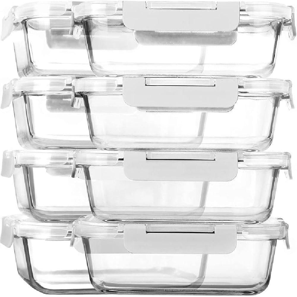 8-Pack 30oz Glass Containers: Airtight Lids for Microwave/Oven/Freezer & Dishwasher Safe - Take Fire