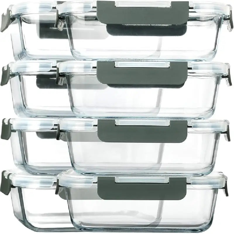 8-Pack 30oz Glass Containers: Airtight Lids for Microwave/Oven/Freezer & Dishwasher Safe - Take Fire