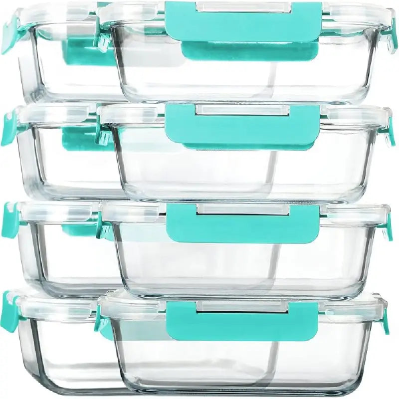 8-Pack 30oz Glass Containers: Airtight Lids for Microwave/Oven/Freezer & Dishwasher Safe - Take Fire