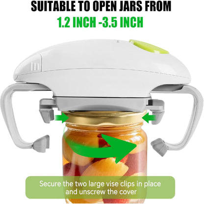 Automatic Jar Opener: One-Button Design for Seniors & Weak Hands, Fits Most Lids