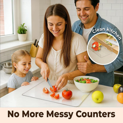 Acrylic Cutting Board with Scrap Bin: Non-Slip Design & Counter Lip (17"x13.2") - Take Fire