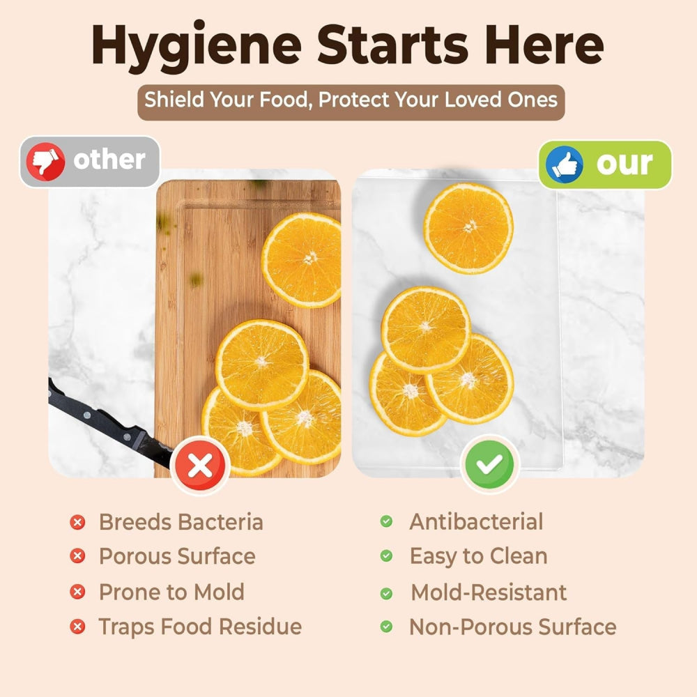 Acrylic Cutting Board with Scrap Bin: Non-Slip Design & Counter Lip (17"x13.2") - Take Fire