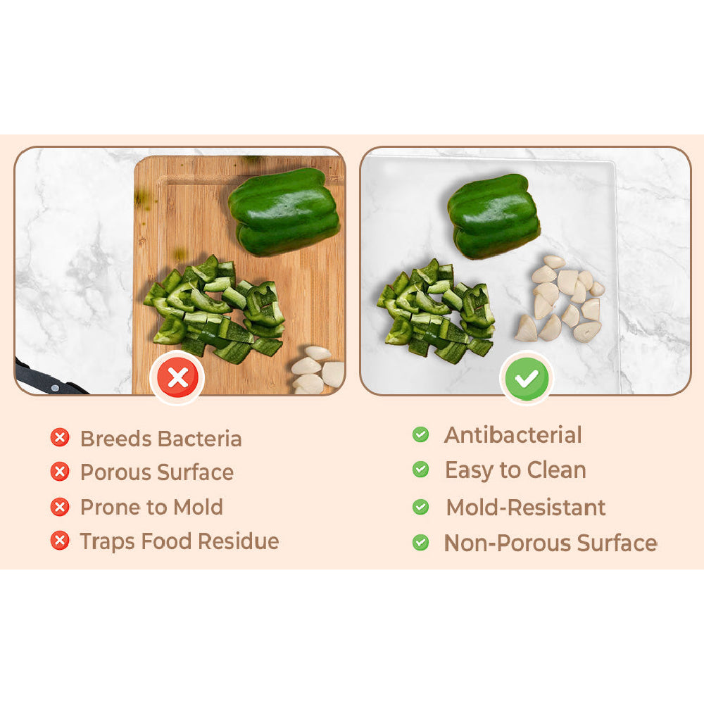 Acrylic Cutting Board with Scrap Bin: Non-Slip Design & Counter Lip (17"x13.2") - Take Fire