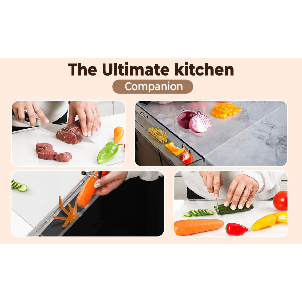 Acrylic Cutting Board with Scrap Bin: Non-Slip Design & Counter Lip (17"x13.2") - Take Fire