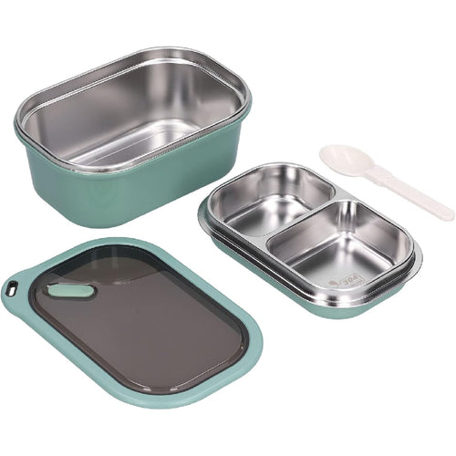 Adult Bento Lunch Box: 1200ml 2-Layer Design with Spoon for Office & Travel - Take Fire