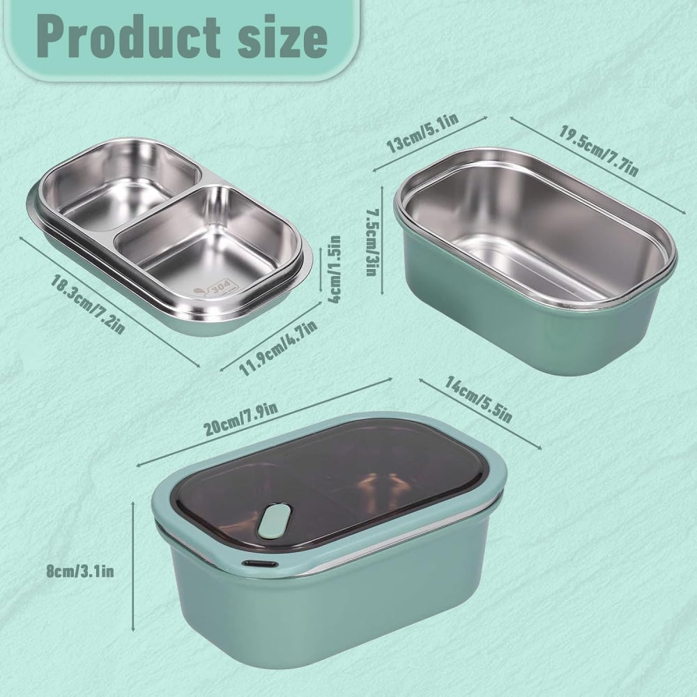 Adult Bento Lunch Box: 1200ml 2-Layer Design with Spoon for Office & Travel - Take Fire