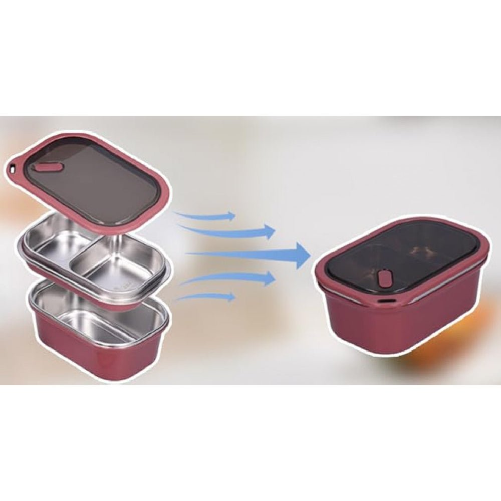 Adult Bento Lunch Box: 1200ml 2-Layer Design with Spoon for Office & Travel - Take Fire