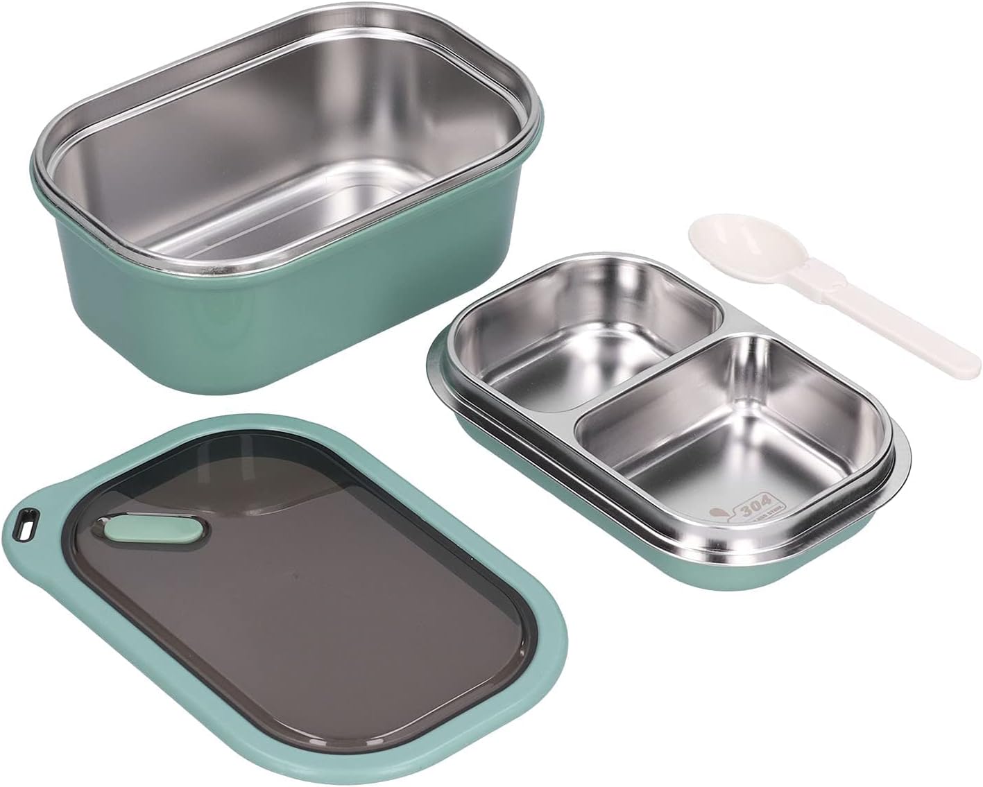 Adult Bento Lunch Box: 1200ml 2-Layer Design with Spoon for Office & Travel - Take Fire