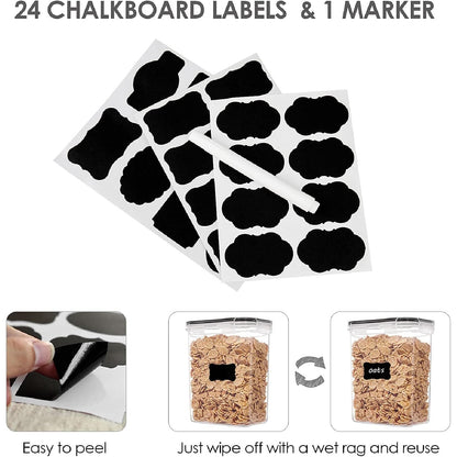 Airtight Kitchen Canisters: 24-Pc BPA-Free Set with Labels for Cereal & Sugar Storage - Take Fire