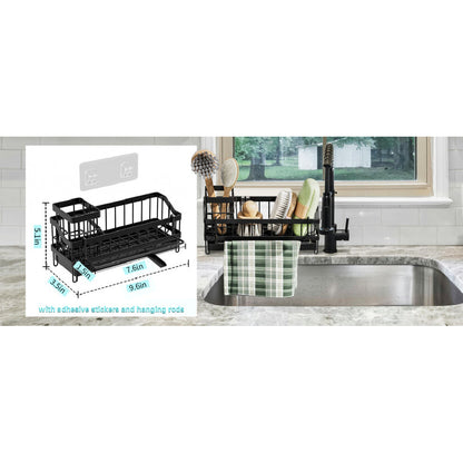 All-in-One Sink Caddy: Sponge & Soap Holder with Non-Slip Brush Storage (Black) - Take Fire