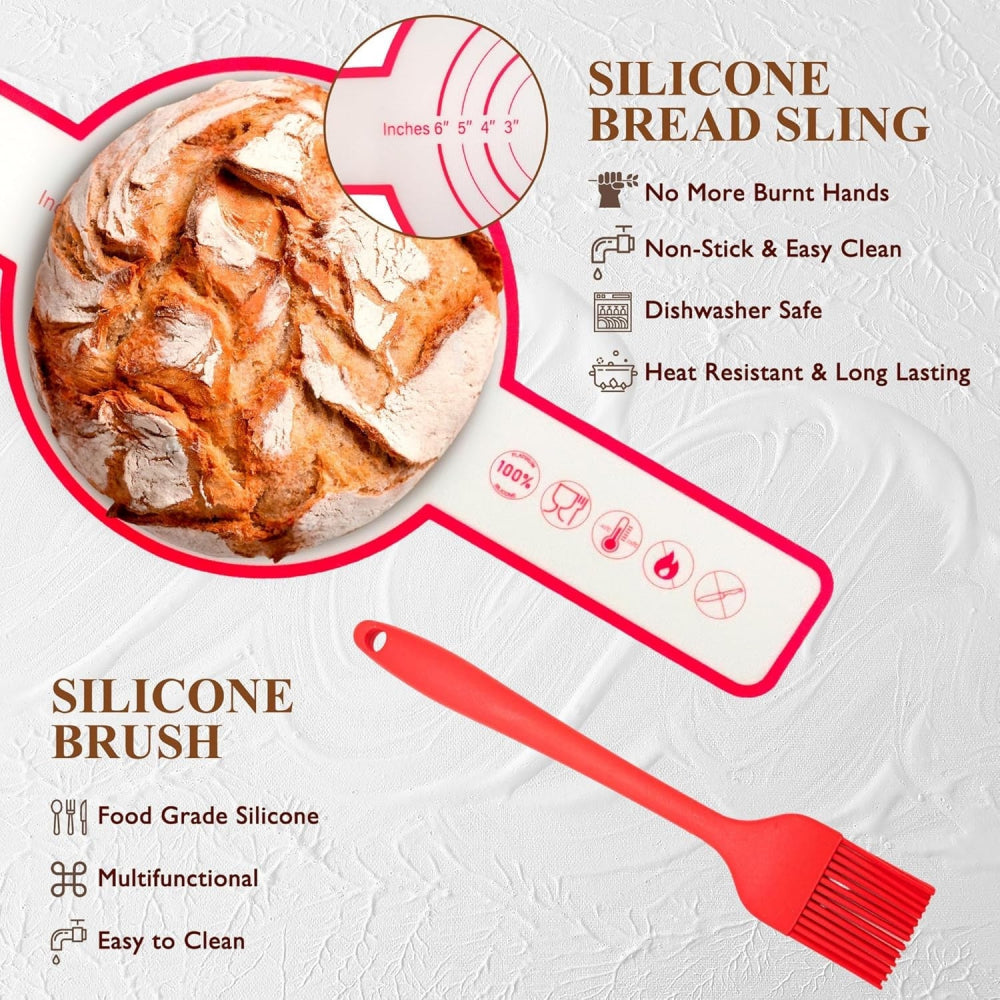 Artisan Bread Making Kit: 9" Round Banneton Basket & Glass Starter Jar Included - Take Fire