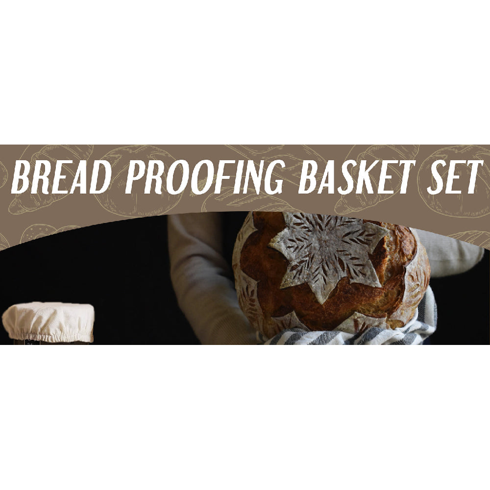 Artisan Bread Making Kit: 9" Round Banneton Basket & Glass Starter Jar Included - Take Fire