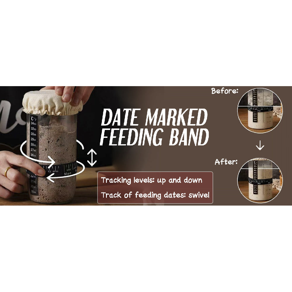 Artisan Bread Making Kit: 9" Round Banneton Basket & Glass Starter Jar Included - Take Fire