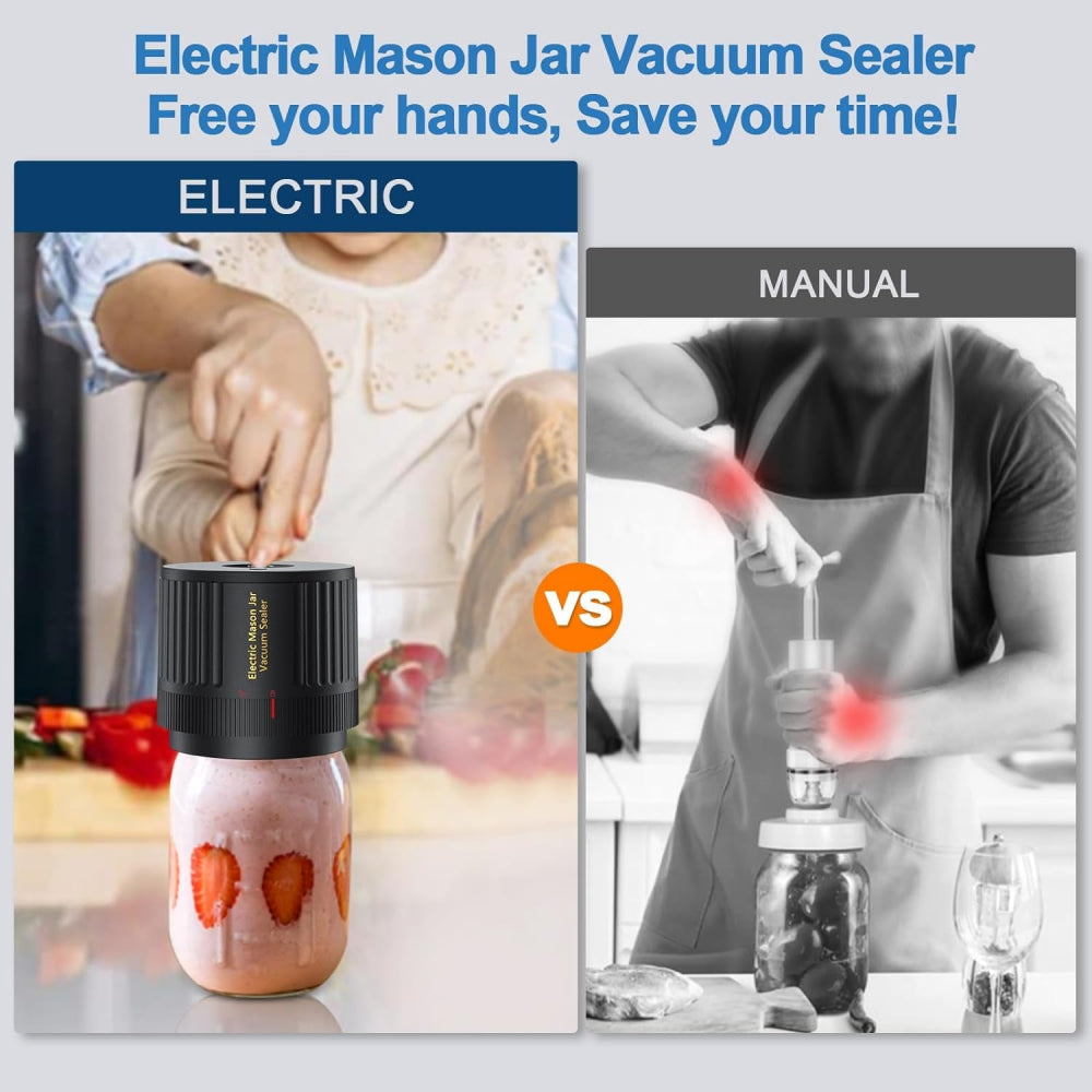 Automatic Jar Sealer Kit: One-Touch Vacuum Sealing for Wide/Regular Mouth Mason Jars - Take Fire