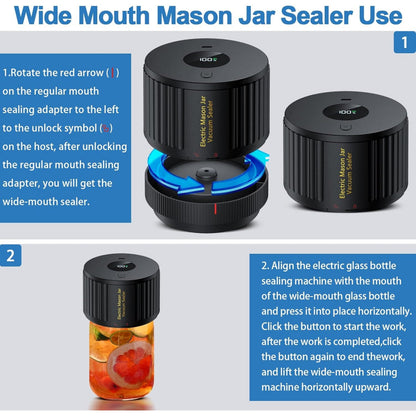 Automatic Jar Sealer Kit: One-Touch Vacuum Sealing for Wide/Regular Mouth Mason Jars - Take Fire